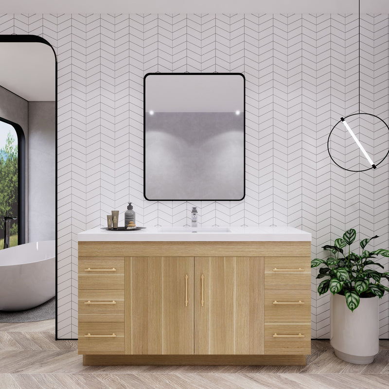 Moreno Bath ELSA60SFS Elsa 60" Freestanding Vanity With Reinforced Acrylic Single Sink Top