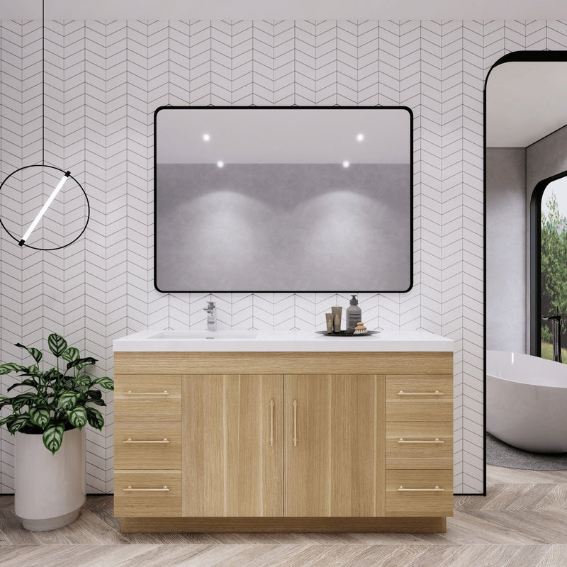 Moreno Bath ELSA60SLFS Elsa 60" Freestanding Vanity with Reinforced Acrylic Single Sink Top (Left Side)