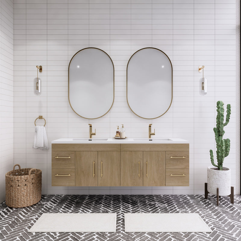 Moreno Bath ELSA72DWH Elsa 72" Floating Bathroom Vanity With Reinforced Acrylic Double Sink Top
