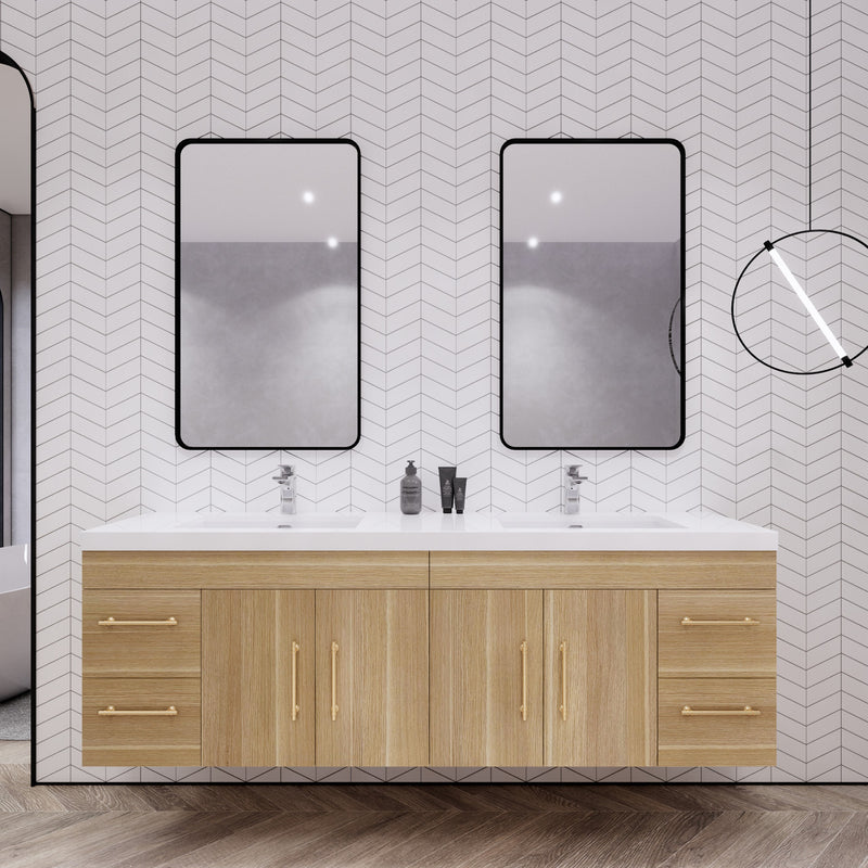 Moreno Bath ELSA72DWH Elsa 72" Floating Bathroom Vanity With Reinforced Acrylic Double Sink Top