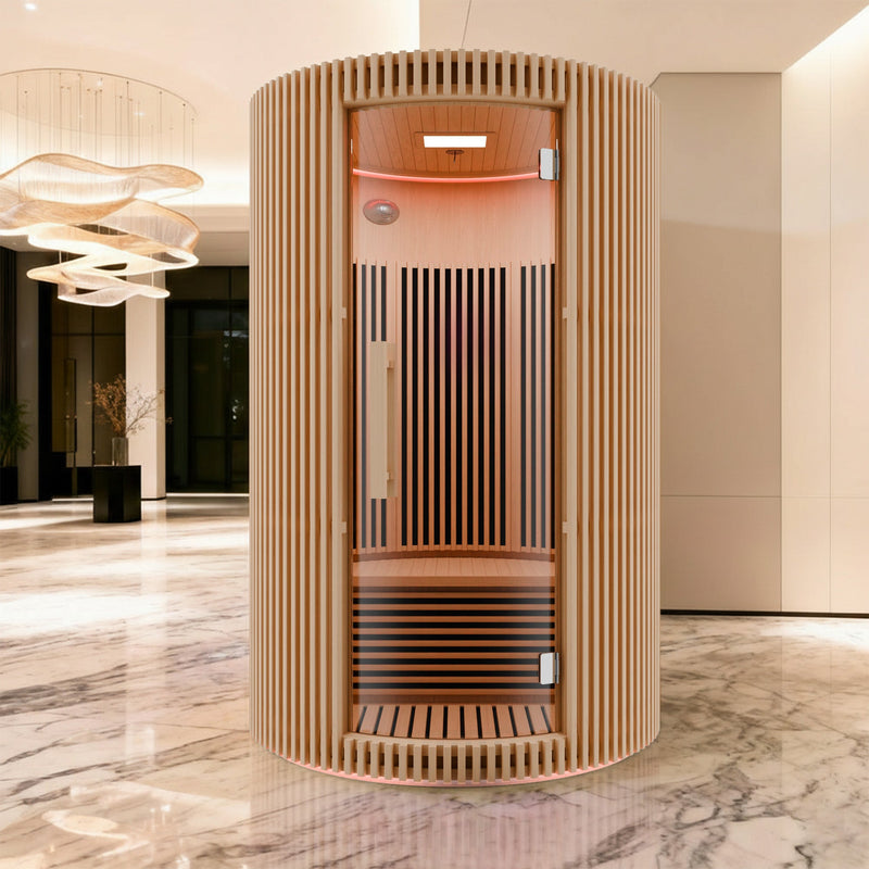 SaunaSpa SC-SS0025-0S 1-2 Person Round Infrared Sauna in Canadian Hemlock
