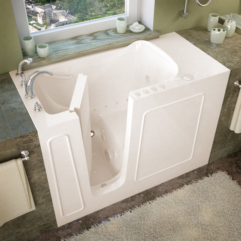 Meditub 2653LBD Walk-In 26 x 53 Left Drain Biscuit Whirlpool & Air Jetted Walk-In Bathtub