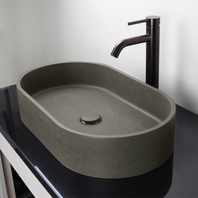Enderby Oval Cast Concrete Vessel Sink - Dark Grey