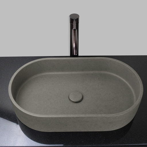 Enderby Oval Cast Concrete Vessel Sink - Dark Grey