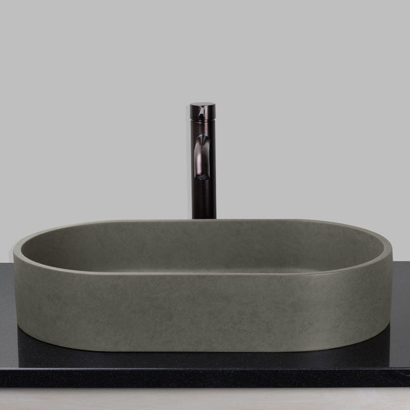 Enderby Oval Cast Concrete Vessel Sink - Dark Grey