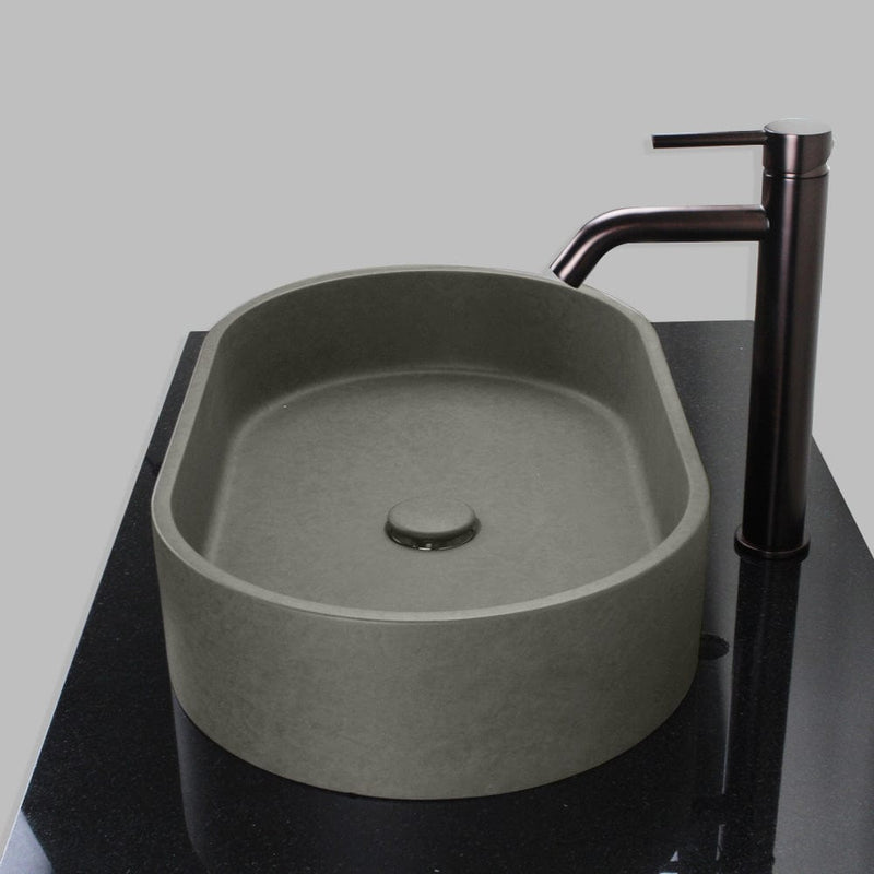 Enderby Oval Cast Concrete Vessel Sink - Dark Grey