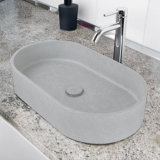 Enderby Oval Cast Concrete Vessel Sink - Light Grey