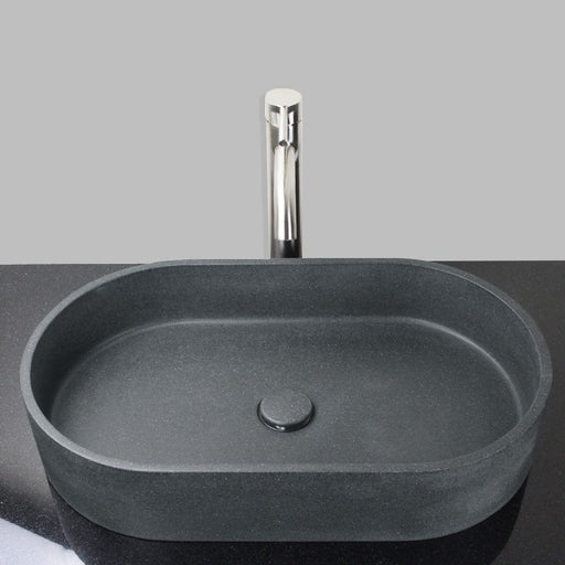Enderby Oval Cast Concrete Vessel Sink - Speckled Dark Grey Sandstone