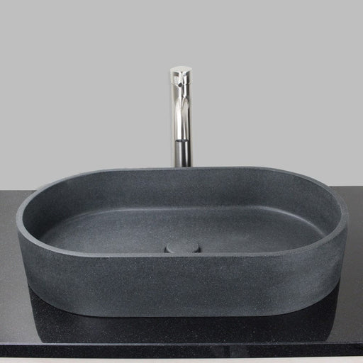 Enderby Oval Cast Concrete Vessel Sink - Speckled Dark Grey Sandstone