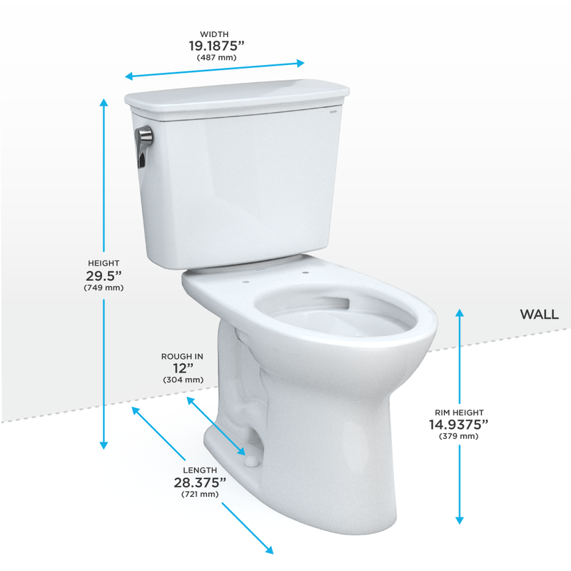 TOTO CST786CEG#01 Drake Transitional Two-Piece Elongated 1.28 GPF TORNADO FLUSH Toilet with CEFIONTECT, Cotton White - view 2