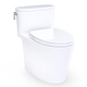 TOTO MS686124CEFG#01 Aurora One-Piece Elongated 1.28 GPF WASHLET+ and Auto Flush Ready Universal Height Toilet with CEFIONTECT and SS124 SoftClose Seat, Cotton White