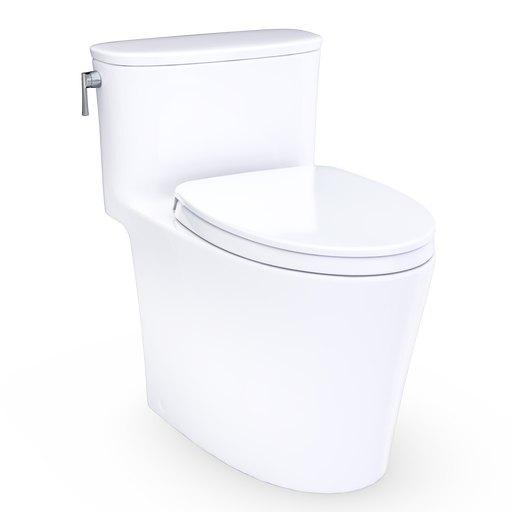 TOTO MS686124CUFG#01 Aurora 1G One-Piece Elongated 1.0 GPF WASHLET+ and Auto Flush Ready Universal Height Toilet with CEFIONTECT and SS124 SoftClose Seat, Cotton White