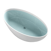 Anzzi Cestino Series 67 in. x 36 in. Flat Bottom Solid Surface Freestanding Soaking Bathtub with Center Drain in Matte White