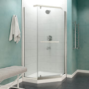 Anzzi Castle Series 49 in. Semi-Frameless Hinged Shower Door in Brushed Nickel