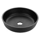 Anzzi LS-AZ907MB Allegro Series 17 in. L x 17 in. W Round Bathroom Vessel Sink in Matte Black Finish Glass with Chrome Pop-Up Drain