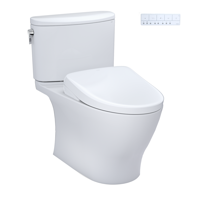 TOTO MW4424726CEFGA#01 WASHLET+ Nexus Two-Piece Elongated 1.28 GPF Toilet with Auto Flush S7 Contemporary Bidet Seat, Cotton White