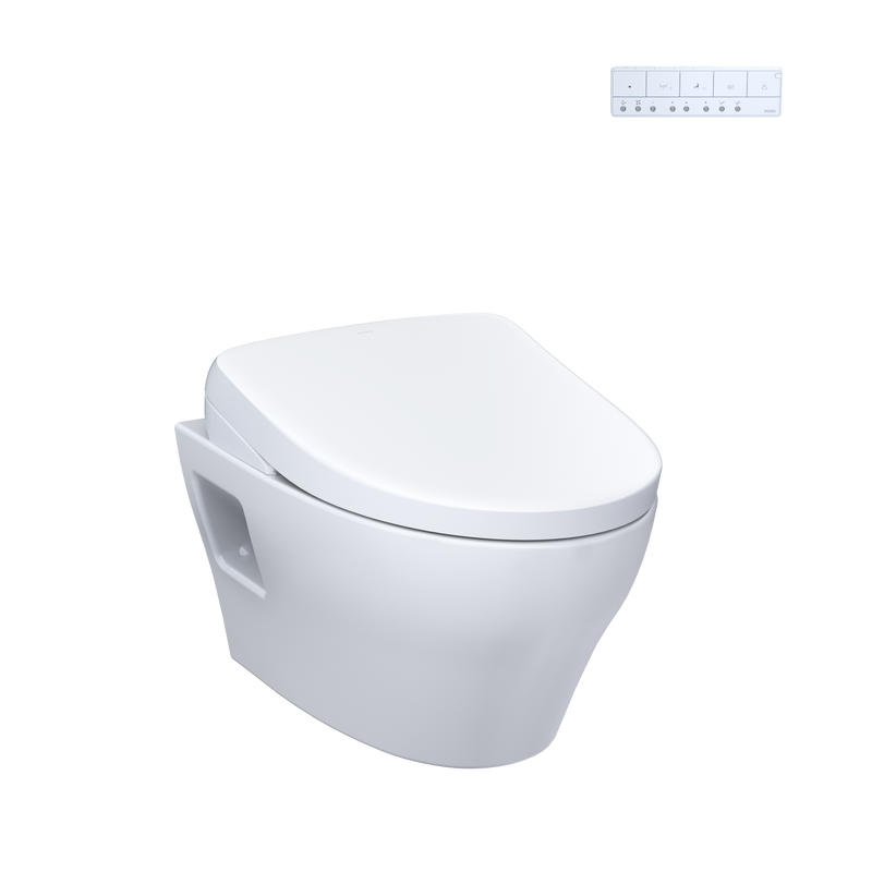 TOTO CWT4284726CMFG#MS WASHLET+ EP Wall-Hung Elongated Toilet with S7 Contemporary Bidet Seat and DuoFit In-Wall 0.9 and 1.28 GPF Dual-Flush Tank System, Matte Silver