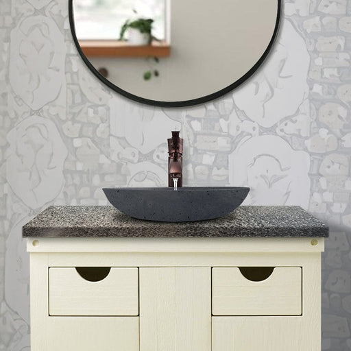 Faper Round Cast Concrete Vessel Sink - Black