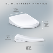 TOTO SW4724AT40#01 WASHLET+ S7 Electronic Bidet Toilet Seat with EWATER+ Bowl and Wand Cleaning and Classic Lid, Elongated, Cotton White - view 8