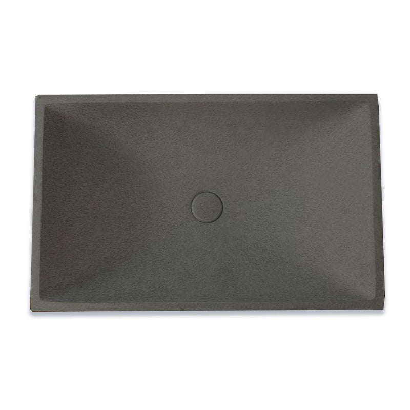 Feppder Rectangular Cast Concrete Vessel Sink - Dark Grey with Textured Finish