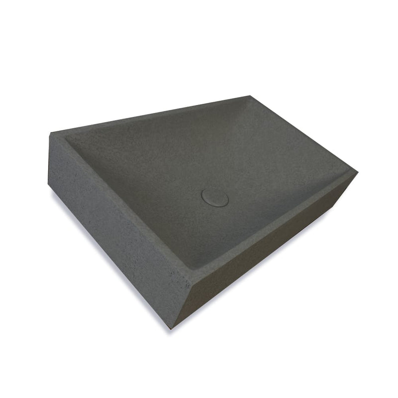 Feppder Rectangular Cast Concrete Vessel Sink - Dark Grey with Textured Finish