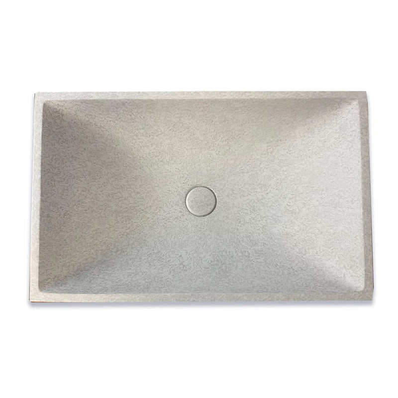 Feppder Rectangular Cast Concrete Vessel Sink - Light Grey with Textured Finish