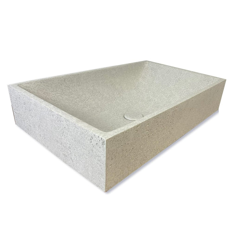 Feppder Rectangular Cast Concrete Vessel Sink - Light Grey with Textured Finish