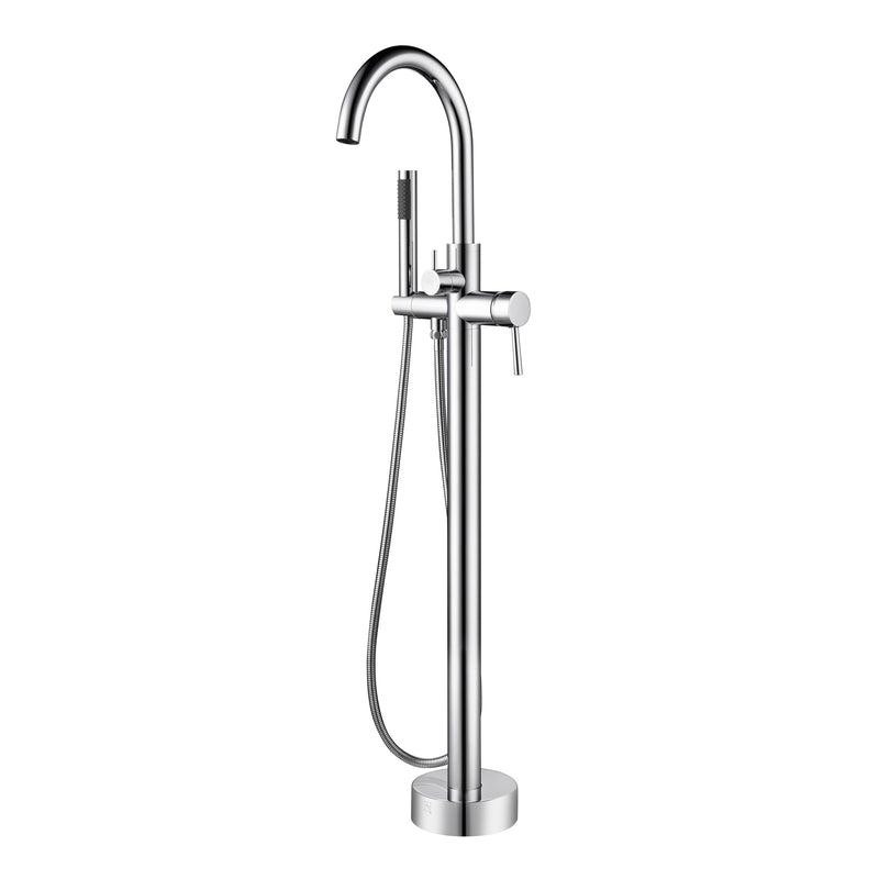 PULSE ShowerSpas 3021-FSTF-CH Highflow Freestanding Tub Filler with Swivel Spout and Handshower in Chrome