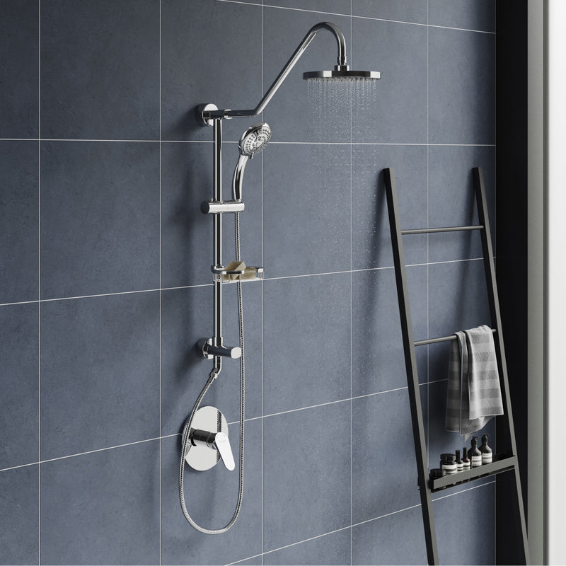 PULSE ShowerSpas 1011-CH-1.8GPM Kauai 8-in Rain Showerhead Shower System with Slide Bar and Integrated Soap Dish in Chrome, 1.8 GPM - view 7