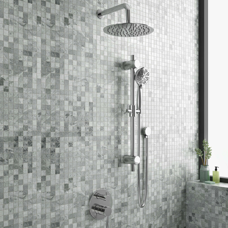 PULSE ShowerSpas 3006-CH-1.8GPM Refuge 10-in Rain Showerhead Combo Shower System with Adjustable Handshower Slide Bar and Pressure Balanced Mixing Valve in Chrome, 1.8 GPM - view 4