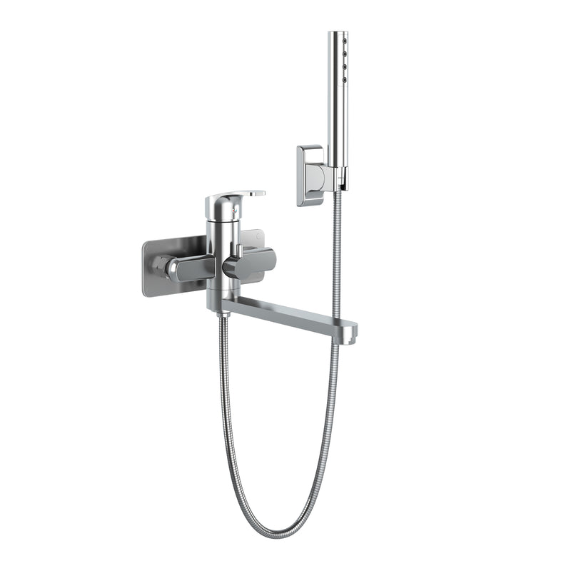 PULSE ShowerSpas 3030-WMTF-CH Niagara Highflow Wall Mounted Tub Filler with Pivoting Arm Spout and Handshower in Chrome