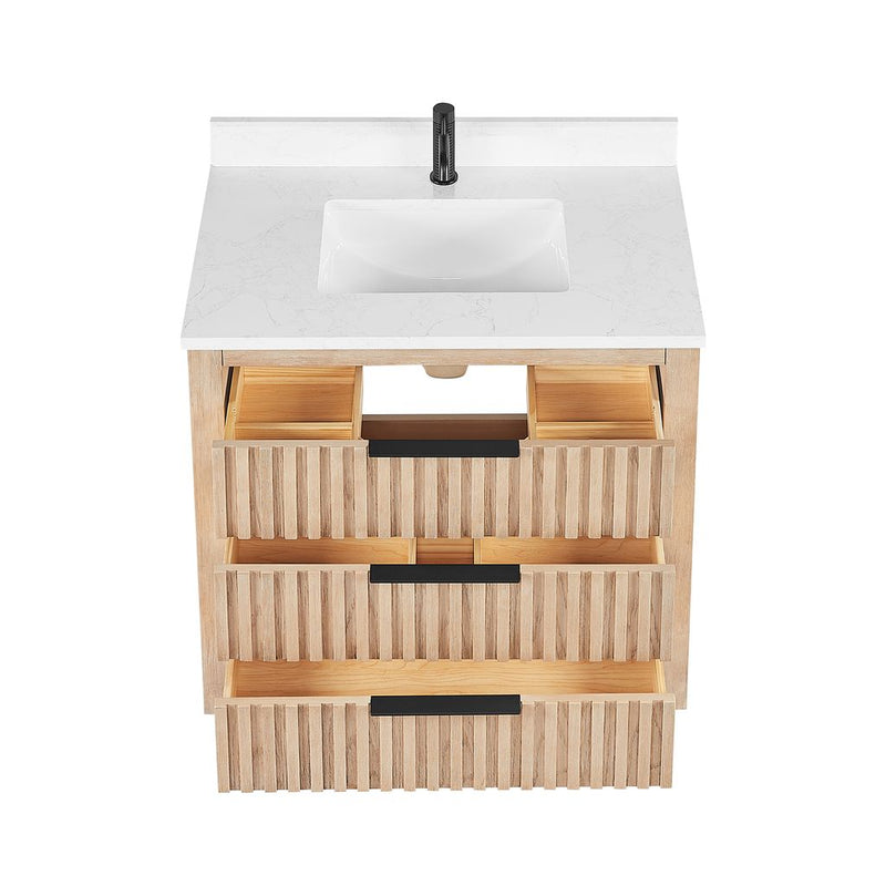 Vinnova 704236-AN-GW Shenzhen 36" Single Sink Bath Vanity in Aged Natural Oak