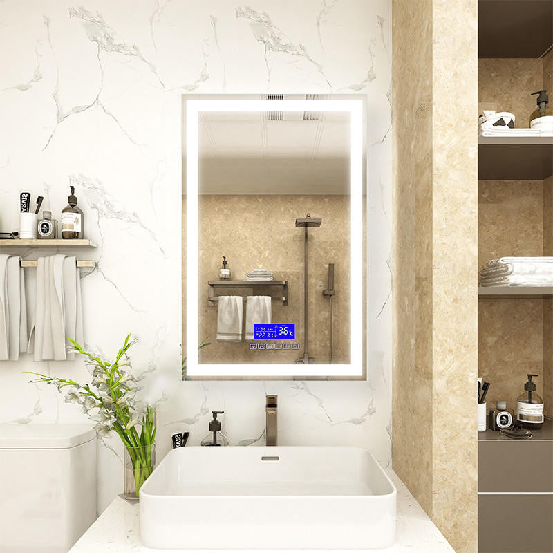 Moreno Bath MOA601 Moreno Florence 24" W x 35.5" H LED Bathroom Mirror With Bluetooth, Time & Temperature Display