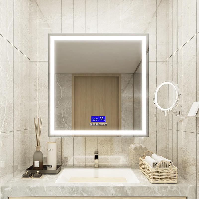 Moreno Bath MOA603 Moreno Florence 35.5" W x 35.5" H LED Mirror With Bluetooth, Time & Temperature Smart Display