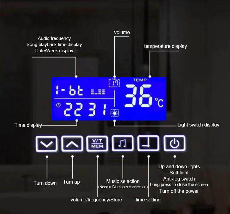 Moreno Bath MOA605 Moreno Florence 47" W x 35.5" H LED Mirror with Bluetooth, Time & Temperature Smart Display
