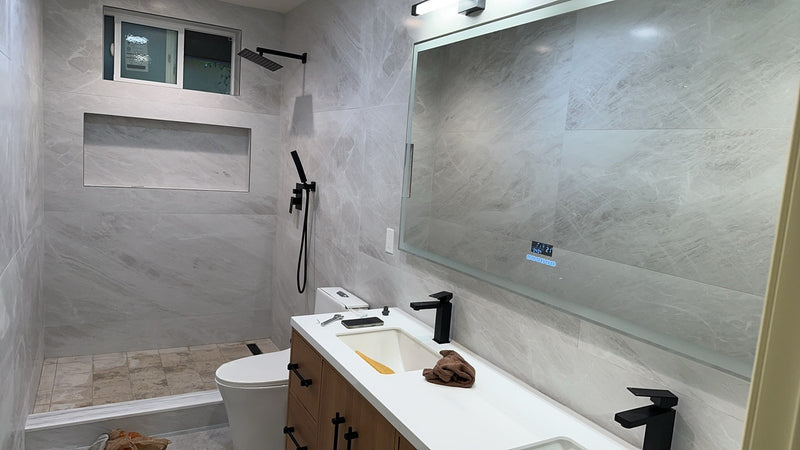 Moreno Bath MOA607 Moreno Florence 68" W x35.5" H LED Mirror With Bluetooth, Time and Temperature