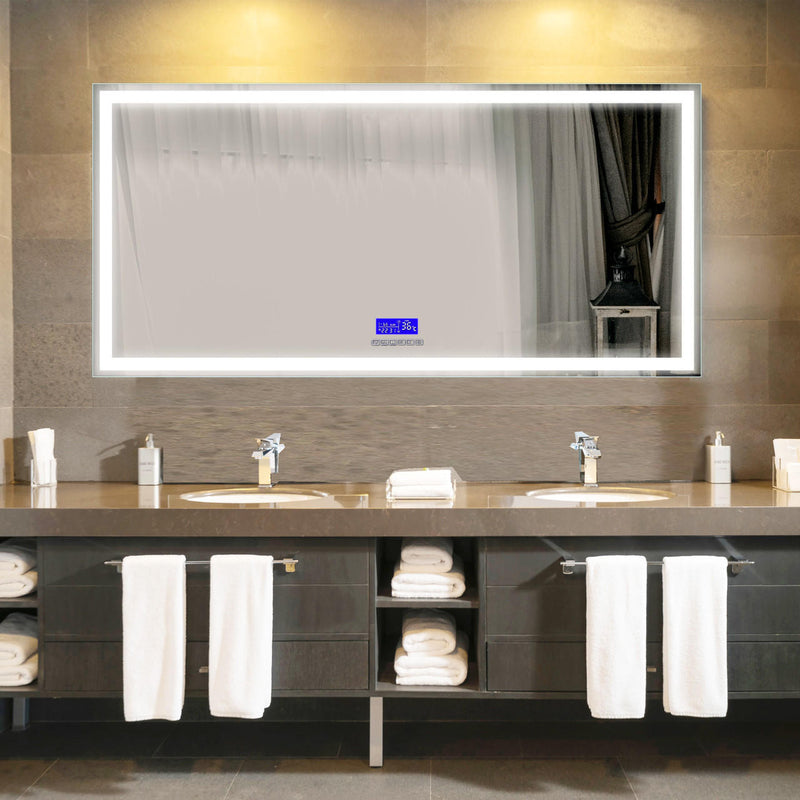 Moreno Bath MOA608 Moreno Florence 76" W x35.5" H LED Mirror With Bluetooth, Time & Temperature Smart Display
