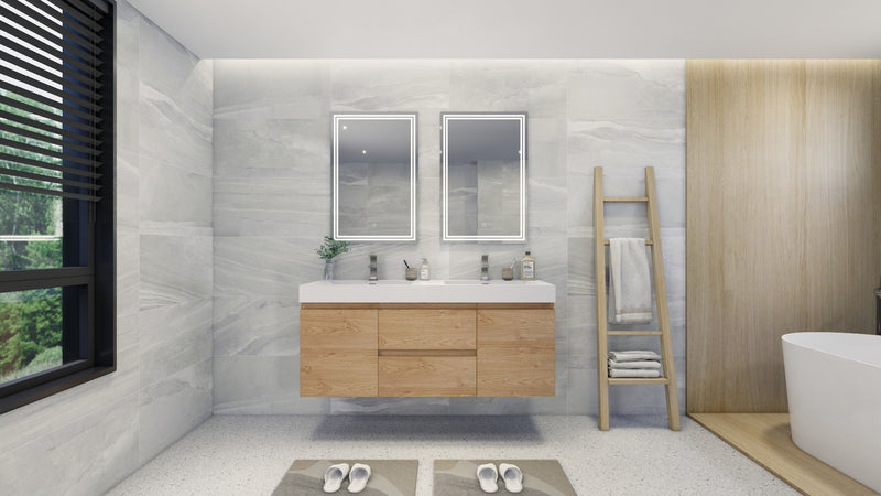 Moreno Bath FORTUNE60D Fortune 60" Floating Bathroom Vanity Set with Reinforced Acrylic Double Sink Top - view 7