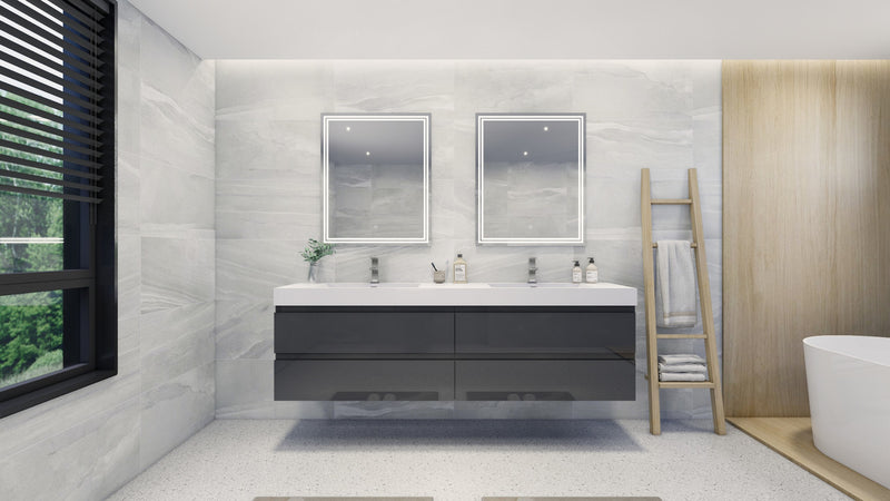 Moreno Bath FORTUNE84D Fortune 84" Floating Bathroom Vanity Set with Reinforced Acrylic Double Sink Top - view 9