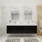 Moreno Bath FORTUNE84D Fortune 84" Floating Bathroom Vanity Set with Reinforced Acrylic Double Sink Top - view 10