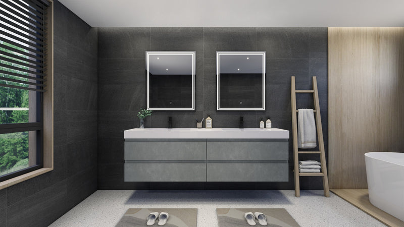 Moreno Bath FORTUNE84D Fortune 84" Floating Bathroom Vanity Set with Reinforced Acrylic Double Sink Top - view 6