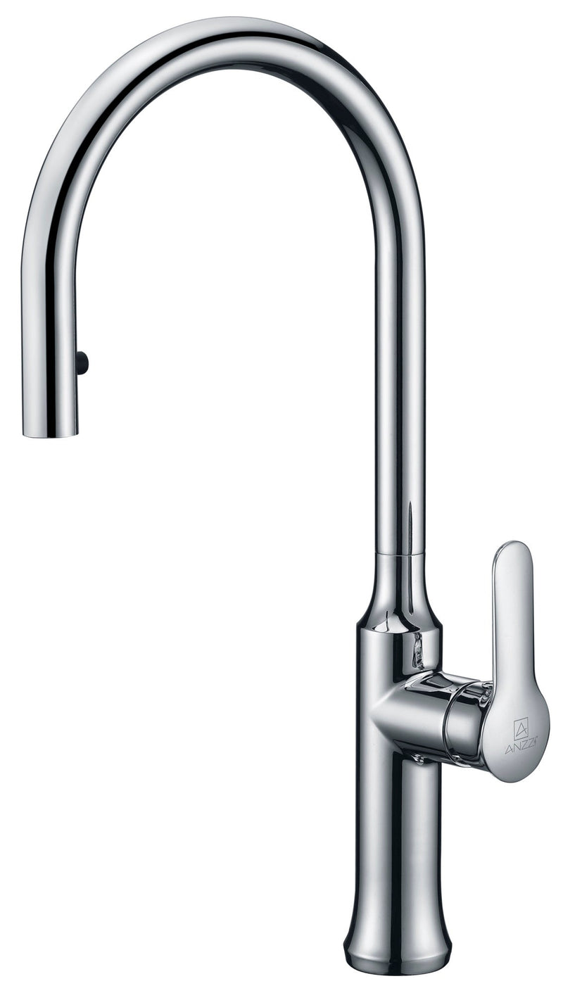 Anzzi KF-AZ1068CH Cresent Single Handle Pull-Down Sprayer Kitchen Faucet in Polished Chrome
