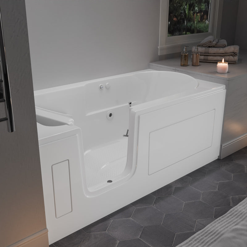 Meditub 3060SILWH Collection 30 x 59 Left Drain Step-In Walk-In Whirlpool Tub with Low Entry Threshold in White
