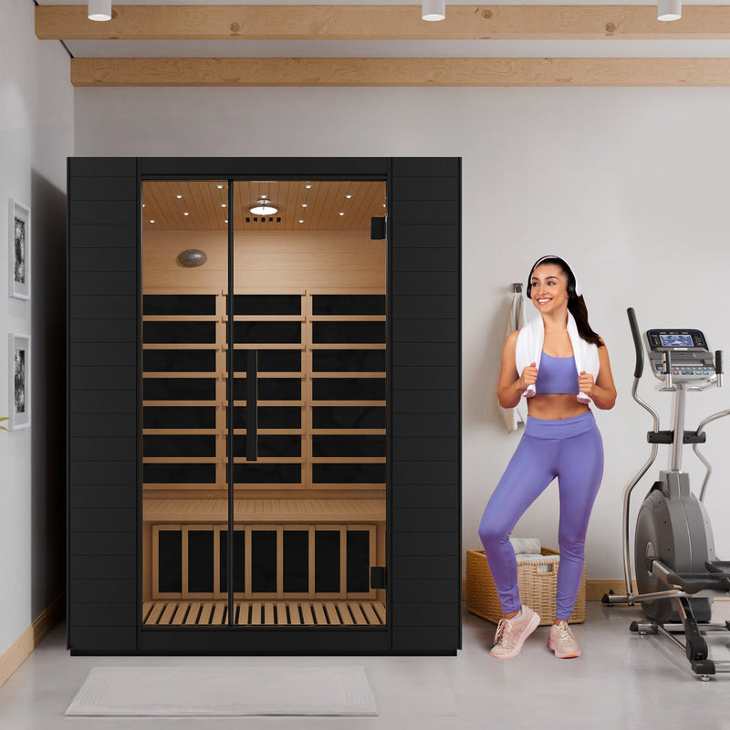 SaunaSpa SC-SS0029-0S 3-Person Indoor Infrared Sauna in Black Canadian Hemlock