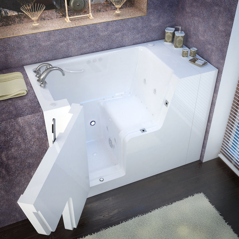 Meditub 2953WCALWD Wheel Chair Accessible 29 x 52 Left Drain White Whirlpool & Air Jetted Wheelchair Accessible Bathtub