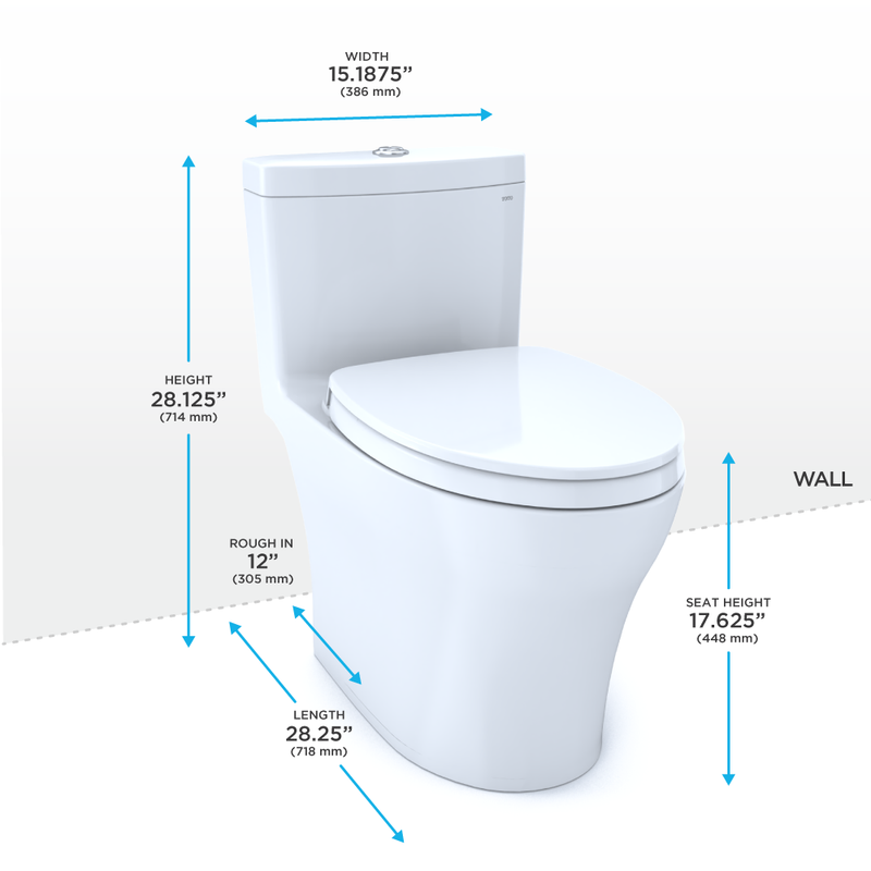 TOTO MS646124CEMFGN#01 Aquia IV One-Piece Elongated Dual Flush 1.28 and 0.9 GPF Universal Height, WASHLET+ Ready Toilet with CEFIONTECT, Cotton White - view 2