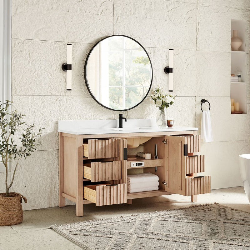 Vinnova 704260-AN-GW Shenzhen 60" Single Sink Bath Vanity in Aged Natural Oak