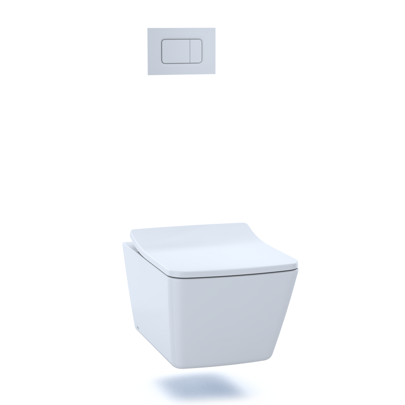 TOTO CWT449249CMFG#WH SP Wall-Hung Square-Shape Toilet and DuoFit In-Wall 1.28 and 0.9 GPF Dual-Flush Tank System with Copper Supply
