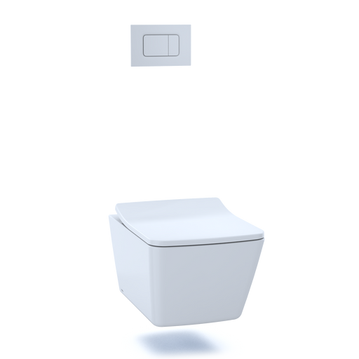 TOTO CWT449249CMFG#WH SP Wall-Hung Square-Shape Toilet and DuoFit In-Wall 1.28 and 0.9 GPF Dual-Flush Tank System with Copper Supply