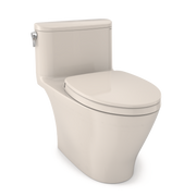 TOTO MS642124CEFG#12 Nexus One-Piece Elongated 1.28 GPF Universal Height Toilet with CEFIONTECT and SS124 SoftClose Seat, WASHLET+ Ready, Sedona Beige